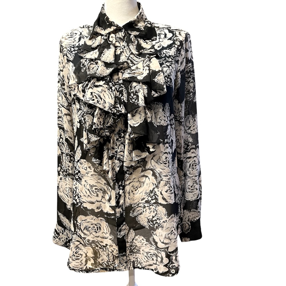 C.A.B.I.  Sheer Long Sleeve Blouse